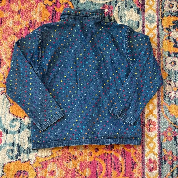 Tantrums Blue Jean Jacket with Colorful Dots - Picture 5 of 5